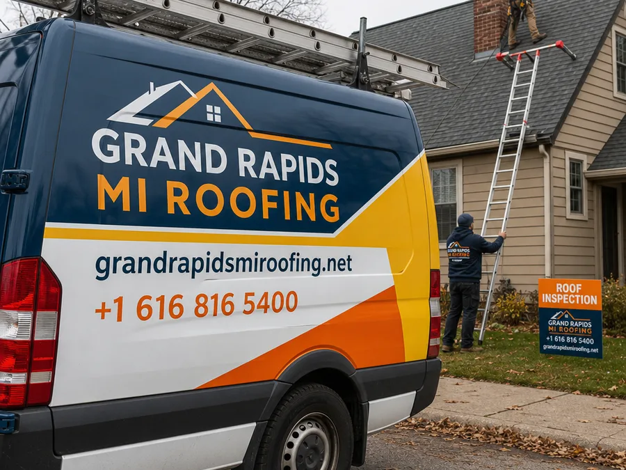 Local roofing team working in Grand Rapids